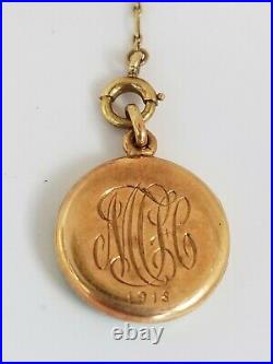 Antique Art Nouveau 14k Gold Enamel Locket Pendant Carter & Gough Estate Jewelry