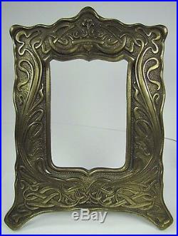 Antique Art Nouveau Frame Heart Scroll Cast Iron Brass Ornate Picture Mirror