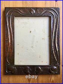 Antique Arts And Crafts Copper Photo Frame With Original Glass/ 9x11 Inches
