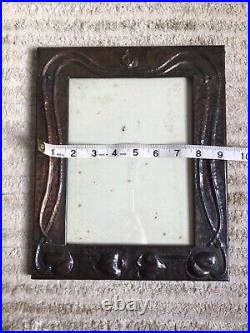 Antique Arts And Crafts Copper Photo Frame With Original Glass/ 9x11 Inches