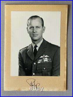 Antique British Royal Presentation Signed Photo in Frame Prince Philip RAF