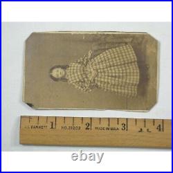 Antique CDV Photo Portrait Girl Hoop Dress Vintage NJ Revenue Stamp Washington