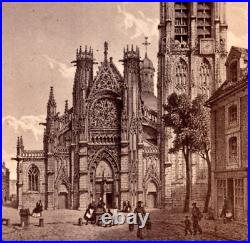 Antique CDV Photograph Engraving No 8 Eglise ST Jaques De Dieppe Cathedral