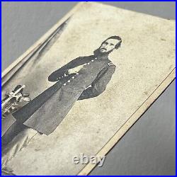 Antique CDV Photograph Handsome Civil War Man Soldier Captain Sabre Sword