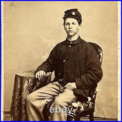 Antique CDV Photograph Handsome Young Man Teen Civil War Union Soldier Albion NY