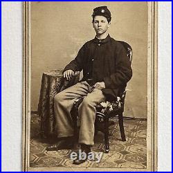 Antique CDV Photograph Handsome Young Man Teen Civil War Union Soldier Albion NY