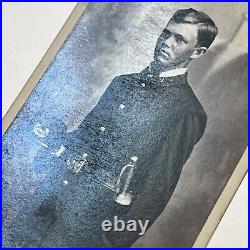 Antique CDV Photograph Handsome Young Man Teen Soldier Sword Fort Wayne IN