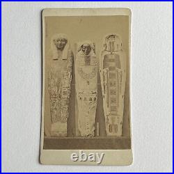 Antique CDV Photograph Odd Egyptian Mummy Sarcophagus Archeology