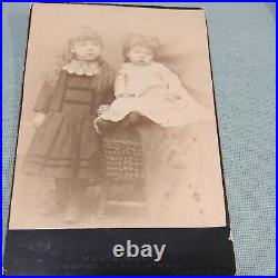 Antique Cabinet Card Lockport N. Y. Two Beautiful Sisters Fluffy Hair In Dresss