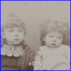 Antique Cabinet Card Lockport N. Y. Two Beautiful Sisters Fluffy Hair In Dresss