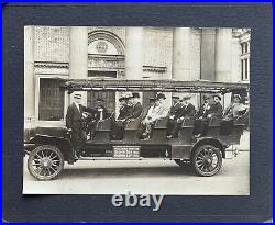 Antique Cabinet Card Photograph NEW YORK SIGHT SEEING Bus Trolley Steam c 1910