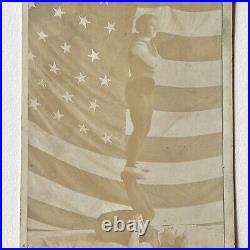 Antique Cabinet Card Photograph Occupational Circus Acrobat Men American Flag