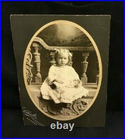 Antique Cabinet Photo YOUNG GIRL with BABY DOLL Schultz Chicago Illinois