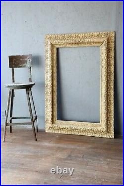 Antique Carved wood Picture Frame Gold Arts Crafts Oil Painting 48 X 34 Large