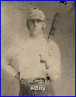 Antique Circa 1870's Baseball Player Tin Type Photo Vintage Early Old Tintype