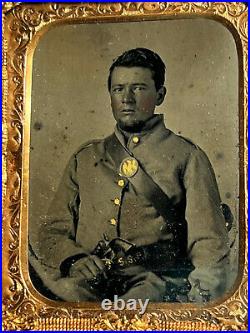 Antique Civil War Confederate Soldier Pistol Daguerreotype Gutta Percha Case