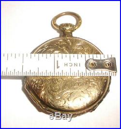 Antique Civil war era etched locket with 10k gold cover photo pocket watch style