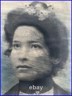 Antique Creepy Halloween Dead Person Woman Portrait 1890-1920s Large Vintage Pic