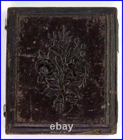 Antique Daguerreotype Photo Handsome Man Tinted 1/6 Plate Half Case Hair Fashion