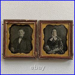 Antique Daguerreotype Photograph Full Double Case Mother & Son Woman Boy Child