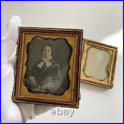 Antique Daguerreotype Photograph Full Double Case Mother & Son Woman Boy Child