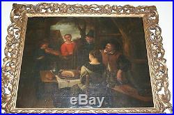 Antique Dutch Tavern Scene Oil Art Painting Portait Picture by Egislo Manzuele