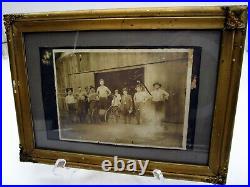 Antique Early 20th Century Sepia Toned Photograph Workers Goofing Off Workers