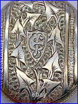 Antique Elegant Victorian Sterling Silver Ornate Embossed Large Picture Locket