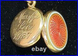 Antique Enamel 14k Gold Locket Pendant Necklace Estate Jewelry Sloan & Co 5.1g