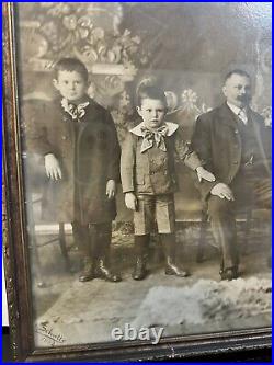 Antique Framed Family Group Photograph Picture Writing On Back 1902