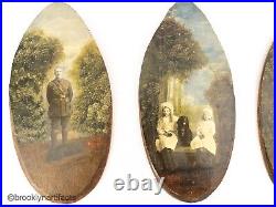 Antique French Decoupage Hand-Colored Wooden Photographs by Mon Clady