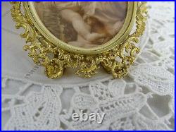 Antique French Gilt Bronze Oval Photo Frame Picture Rococo Style