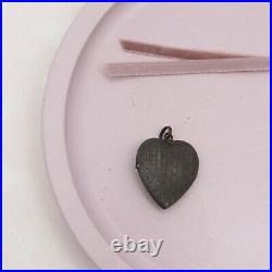 Antique French Victorian Mourning Black Niello HEART Pendant Locket