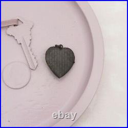 Antique French Victorian Mourning Black Niello HEART Pendant Locket