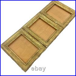 Antique Gilt Gold Triple Photo Wood Frame 3 Section Dresser Vanity Vtg Old