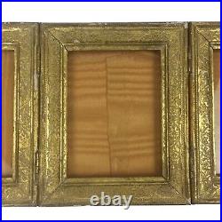 Antique Gilt Gold Triple Photo Wood Frame 3 Section Dresser Vanity Vtg Old