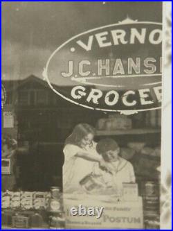 Antique Grocery Store Photograph 1910s-20s B&W Sepia Vernon Grocery J. C. Hansen