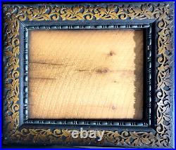 Antique Hand Carved Solid Wood Gold Inlay Leaves Frame 14 x11