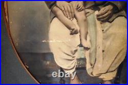 Antique Hand-Colored Photograph Father and Child Early 20th Century