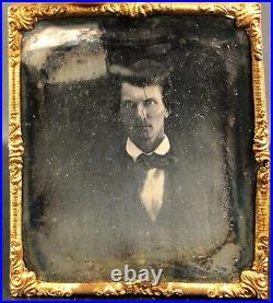 Antique Handsome Young FIERCE Man Daguerreotype Photo Photograph 1850s Victorian