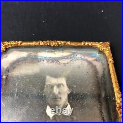 Antique Handsome Young FIERCE Man Daguerreotype Photo Photograph 1850s Victorian