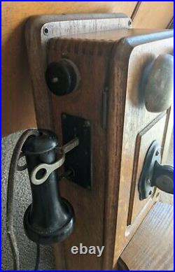 Antique Kellogg Oak Wall Telephone Vintage Phone See Photos for Details