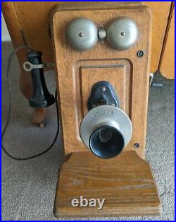 Antique Kellogg Oak Wall Telephone Vintage Phone See Photos for Details