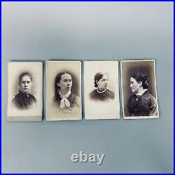 Antique Lot of 13 Victorian Girls Women Cabinet Photograph Portrait Studio Cards