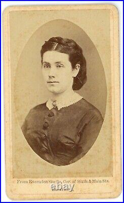 Antique Named CDV Circa 1870'S Beautiful Woman in Dress Evernden Lafayette, IN