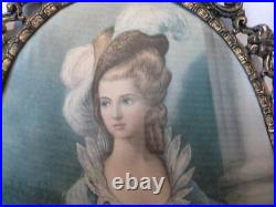 Antique Old Original Serigraphy Picture Germany Bronze Young Countess