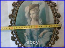 Antique Old Original Serigraphy Picture Germany Bronze Young Countess