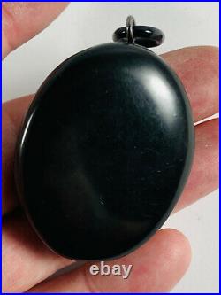 Antique Onyx Black Photo Cameo Mourning Necklace Locket funeral death