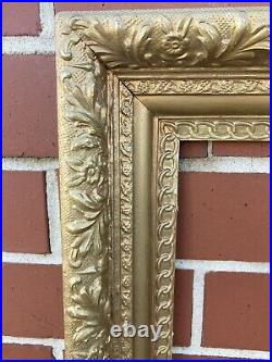 Antique Ornate Large Wood and Gesso Gold Picture Frame 20 x 16 ID