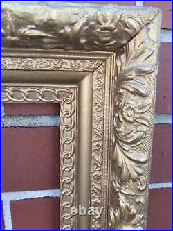 Antique Ornate Large Wood and Gesso Gold Picture Frame 20 x 16 ID
